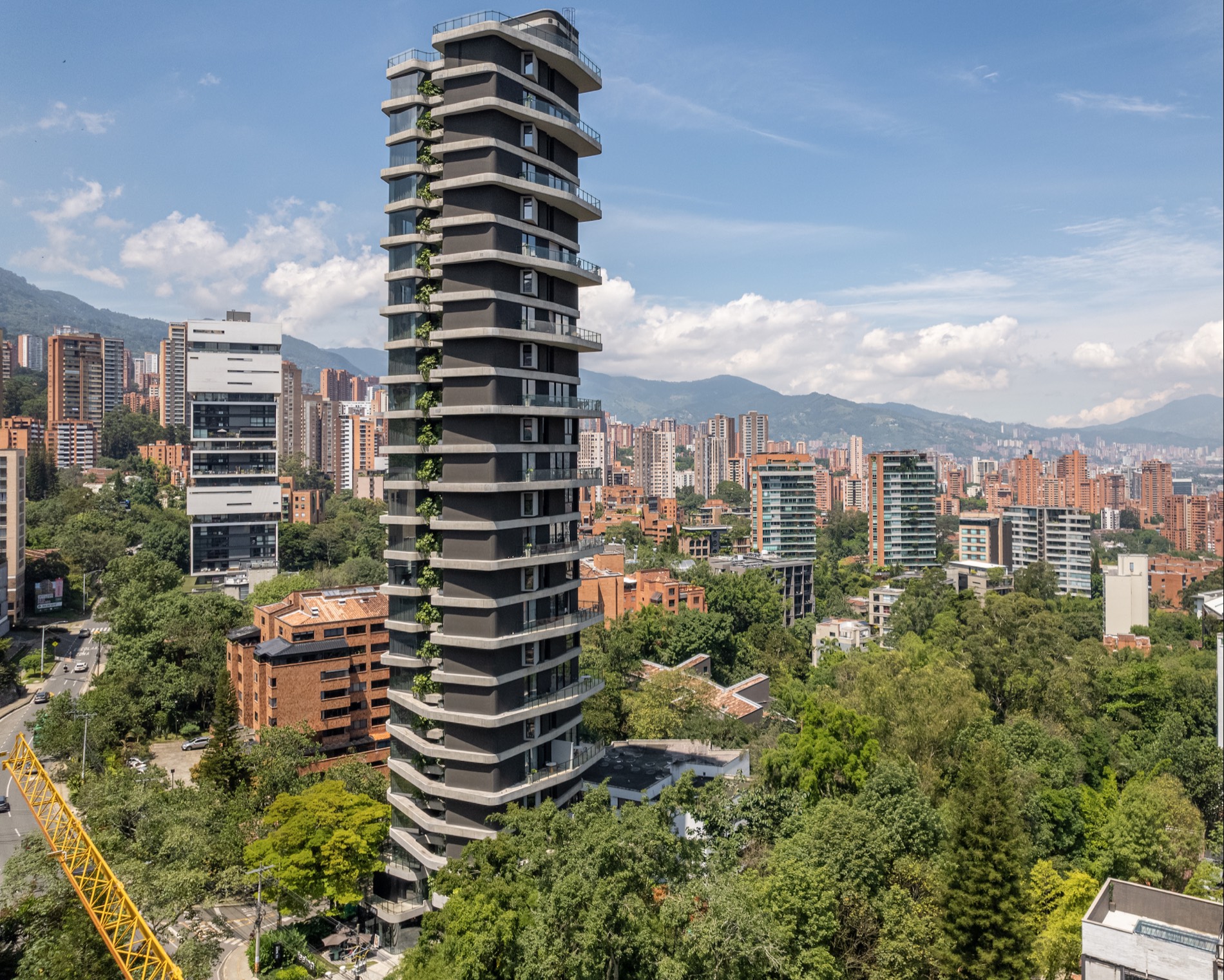 FEELING tower rising above El Poblado's skyline